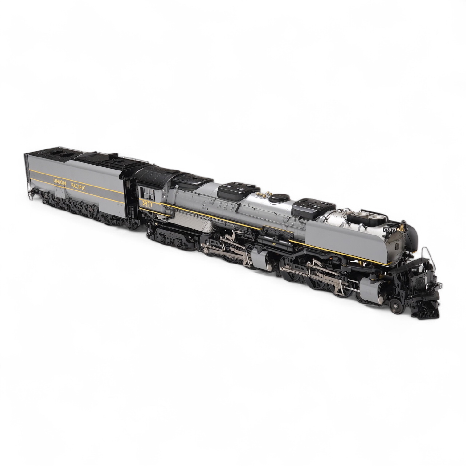A Gauge One Aster Hobbies live steam Union Pacific Challenger 4-6-6-4 tender locomotive, 3977, the factory ‘Built Up’ version, spirit fired working four cylinder motion, with assembly instructions, operating instructions